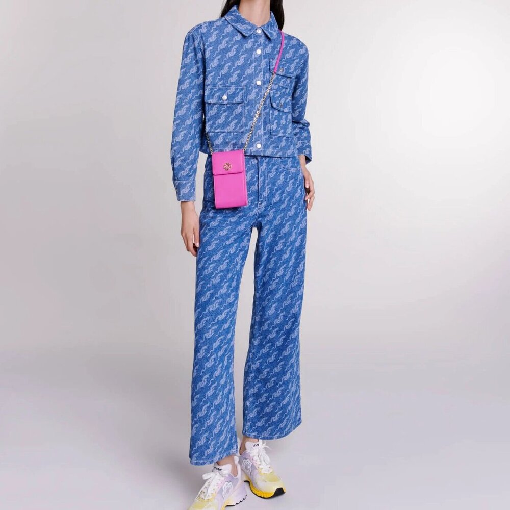 Maje Patterned Denim Set (Jeans and Jacket)